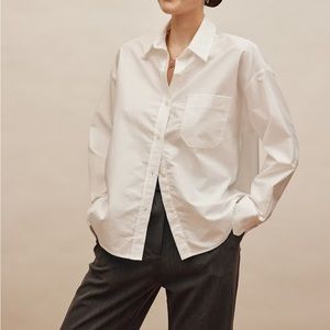 White Djerf Avenue Breezy Shirt, Size S